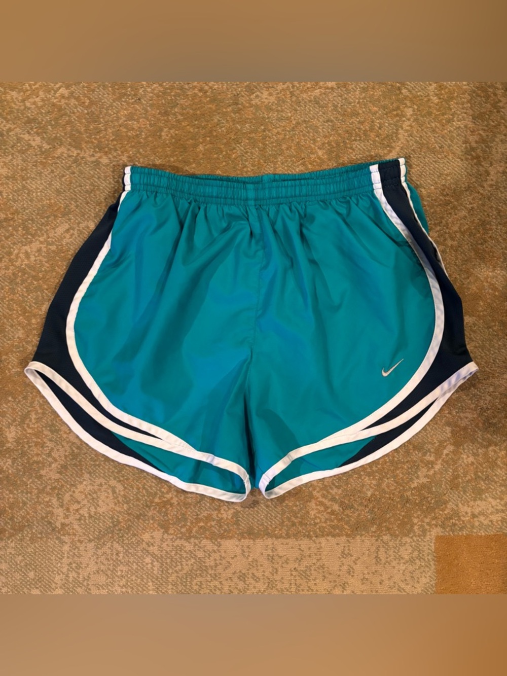 Nike Dri-FIT Running Shorts Womens Medium Teal Navy Blue Lined